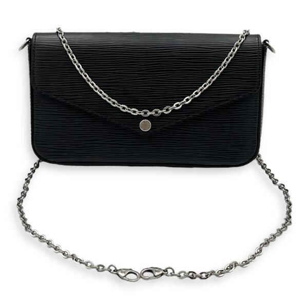 Felicie Black Wallet On Chain in Epi Leather, Silver hardware - Image 11