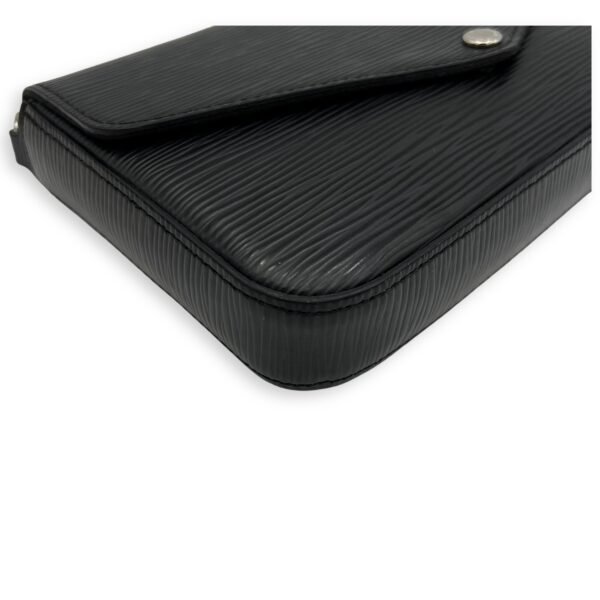 Felicie Black Wallet On Chain in Epi Leather, Silver hardware - Image 9
