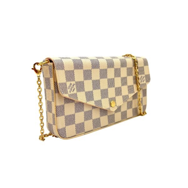 Felicie Damier Azur Crossbody Bag in Coated Canvas, Gold hardware - Image 3