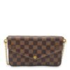 Felicie Damier Ebene Wallet On Chain in Coated Canvas, Gold hardware