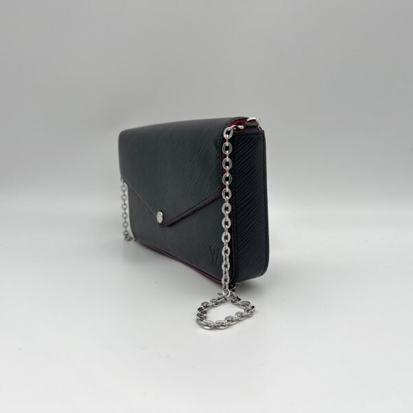 Felicie Pochette Black Wallet on Chain in Epi Leather, Silver hardware - Image 3