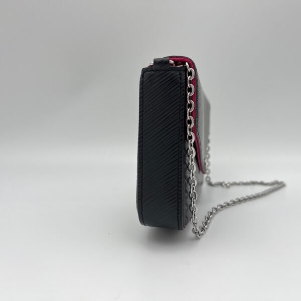 Felicie Pochette Black Wallet on Chain in Epi Leather, Silver hardware - Image 4