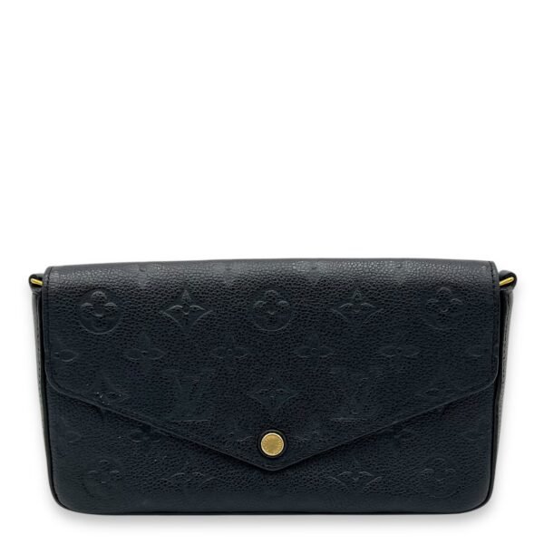 Felicie Wallet On Chain Black in Empreinte Leather, Gold hardware