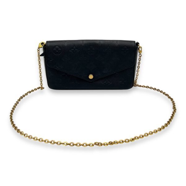 Felicie Wallet On Chain Black in Empreinte Leather, Gold hardware - Image 8