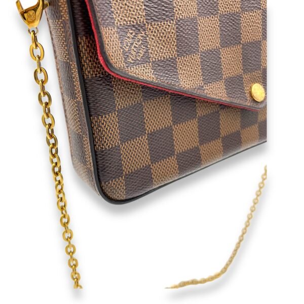 Felicie Wallet On Chain Brown in Coated Canvas, Gold hardware - Image 10