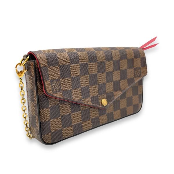 Felicie Wallet On Chain Brown in Coated Canvas, Gold hardware - Image 3
