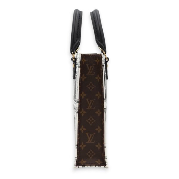 Fornasetti Petite Sac Plat White/Monogram Crossbody Bag in Canvas, Gold hardware - Image 3