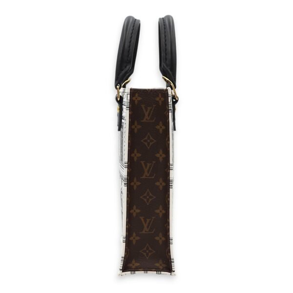 Fornasetti Petite Sac Plat White/Monogram Crossbody Bag in Canvas, Gold hardware - Image 4