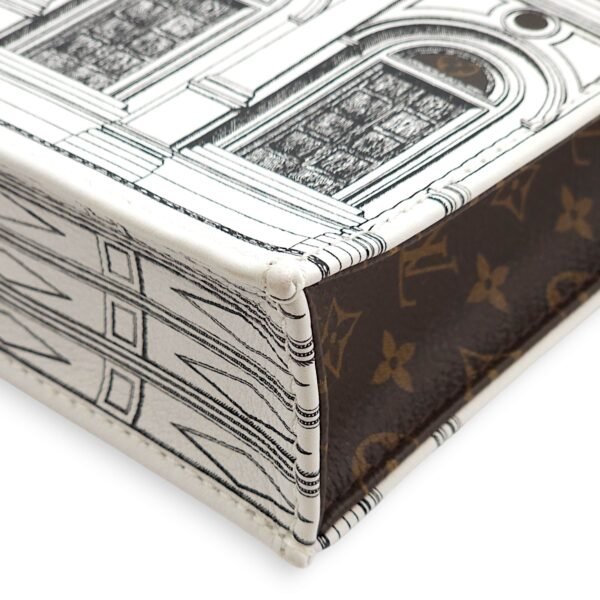 Fornasetti Petite Sac Plat White/Monogram Crossbody Bag in Canvas, Gold hardware - Image 8