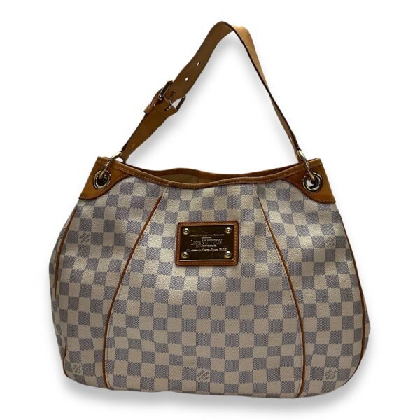 Galleria Damier Azur Shoulder Bag in Coated Canvas, Gold hardware