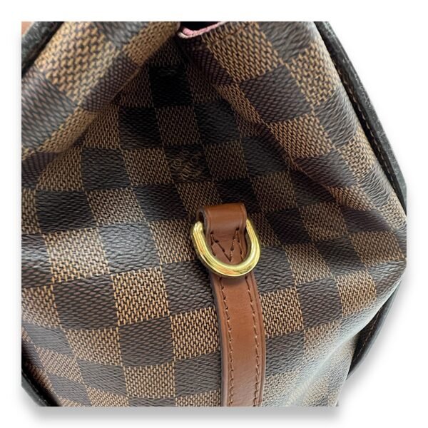Greenwich Damier Ebene Brown Top Handle Bag in Coated Canvas, Gold hardware - Image 10