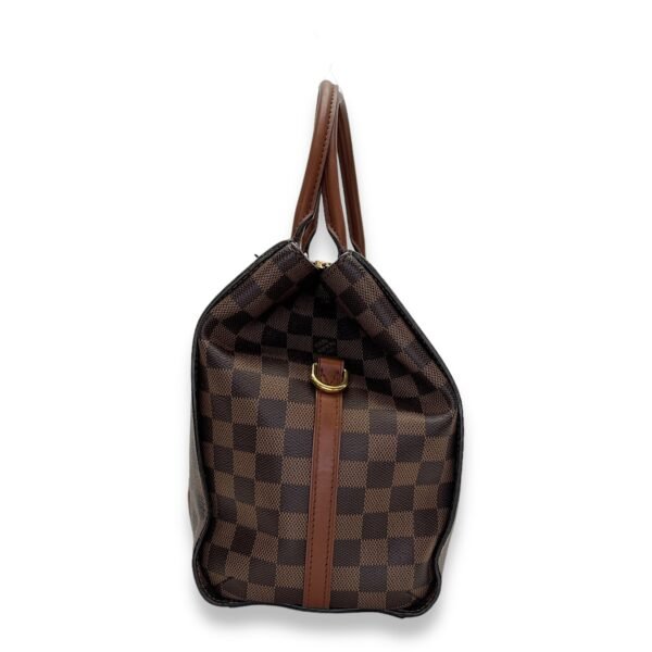 Greenwich Damier Ebene Brown Top Handle Bag in Coated Canvas, Gold hardware - Image 3