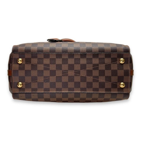 Greenwich Damier Ebene Brown Top Handle Bag in Coated Canvas, Gold hardware - Image 5