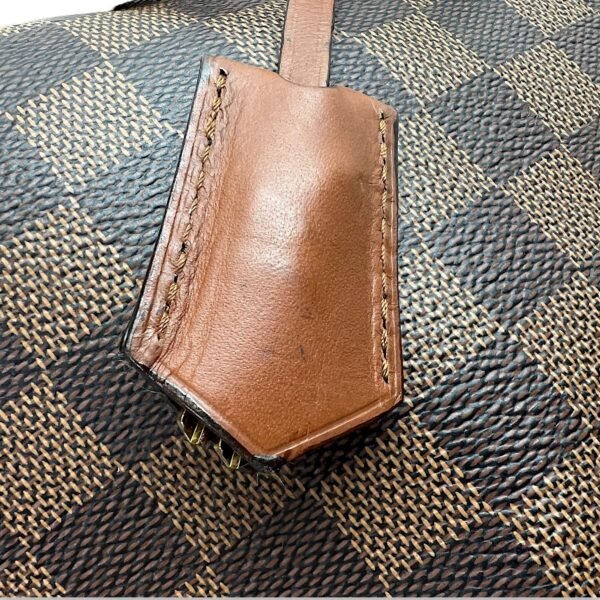 Greenwich Damier Ebene Brown Top Handle Bag in Coated Canvas, Gold hardware - Image 6
