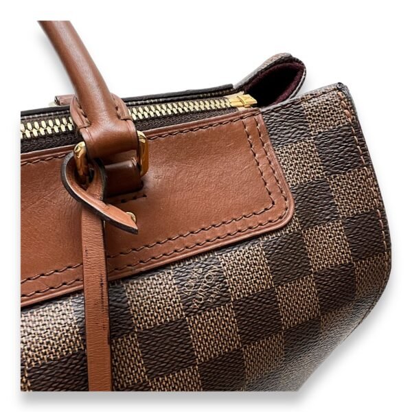 Greenwich Damier Ebene Brown Top Handle Bag in Coated Canvas, Gold hardware - Image 9