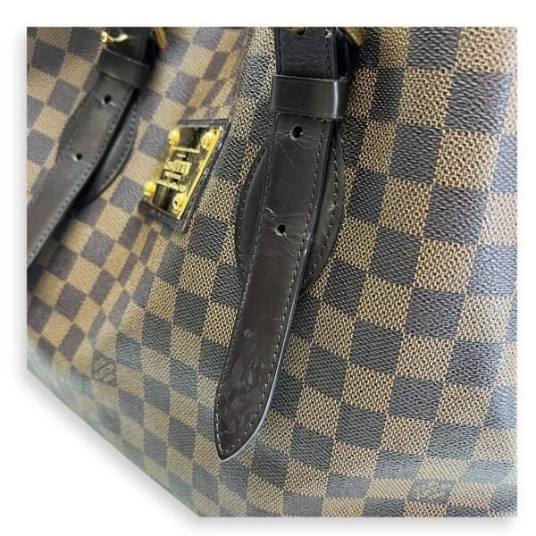 Hampstead MM Damier Ebene Top Handle Bag in Coated Canvas, Gold hardware - Image 10