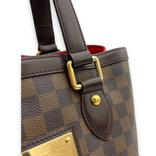 Hampstead PM Damier Ebene Top Handle Bag in Coated Canvas, Gold hardware - Image 9