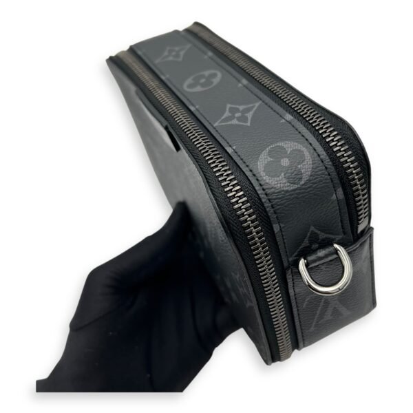 Alpha Wearable Wallet Grey Crossbody Bag in Monogram Coated Canvas, Silver hardware - Image 12