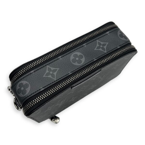 Alpha Wearable Wallet Grey Crossbody Bag in Monogram Coated Canvas, Silver hardware - Image 14