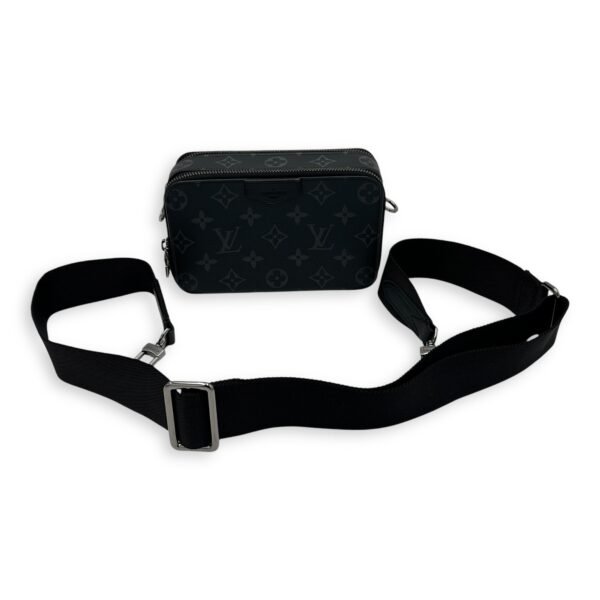 Alpha Wearable Wallet Grey Crossbody Bag in Monogram Coated Canvas, Silver hardware - Image 15