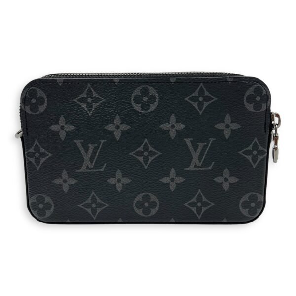Alpha Wearable Wallet Grey Crossbody Bag in Monogram Coated Canvas, Silver hardware - Image 2