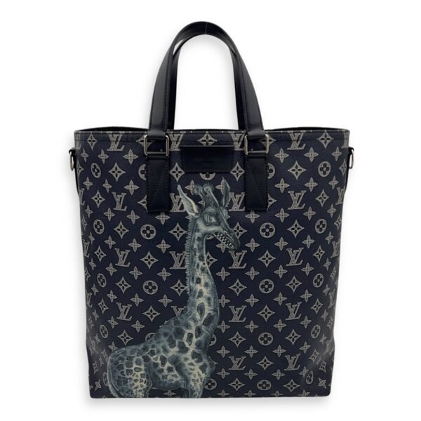 Chapman Brothers Tote Bag Blue in Coated Canvas, Silver hardware