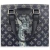 Chapman Brothers Tote Bag Blue in Coated Canvas, Silver hardware - Image 15