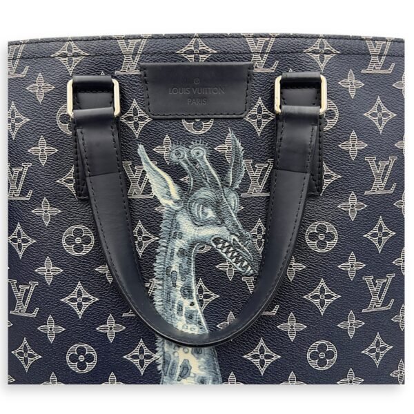 Chapman Brothers Tote Bag Blue in Coated Canvas, Silver hardware - Image 15