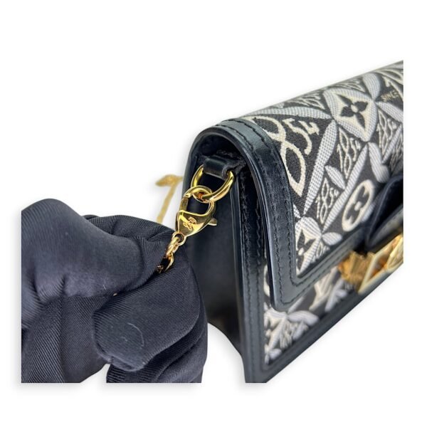 Dauphine Black Wallet on Chain in Jacquard, Gold hardware - Image 10