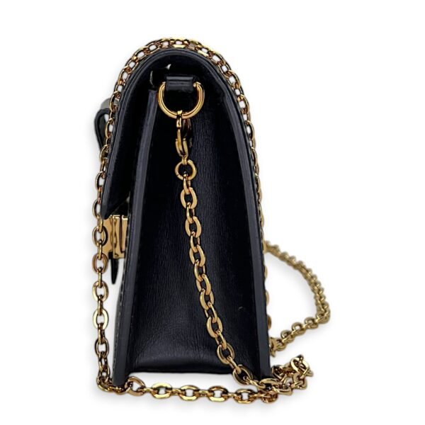 Dauphine Black Wallet on Chain in Jacquard, Gold hardware - Image 3