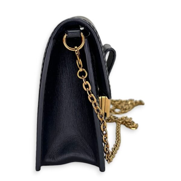 Dauphine Black Wallet on Chain in Jacquard, Gold hardware - Image 4