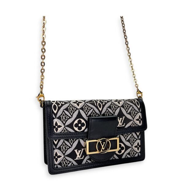Dauphine Black Wallet on Chain in Jacquard, Gold hardware - Image 6