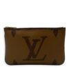 Double Zip Reverse Crossbody Bag Brown in Coated Canvas, Gold hardware