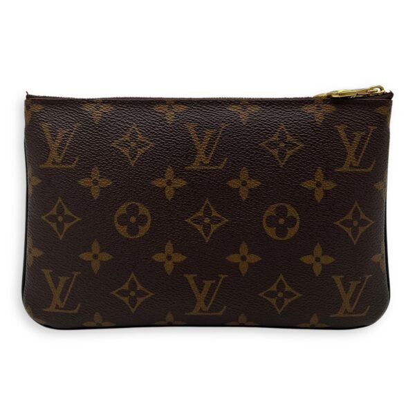 Double Zip Reverse Crossbody Bag Brown in Coated Canvas, Gold hardware - Image 2