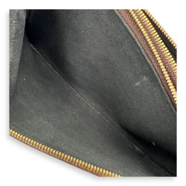 Double Zip Reverse Crossbody Bag Brown in Coated Canvas, Gold hardware - Image 6