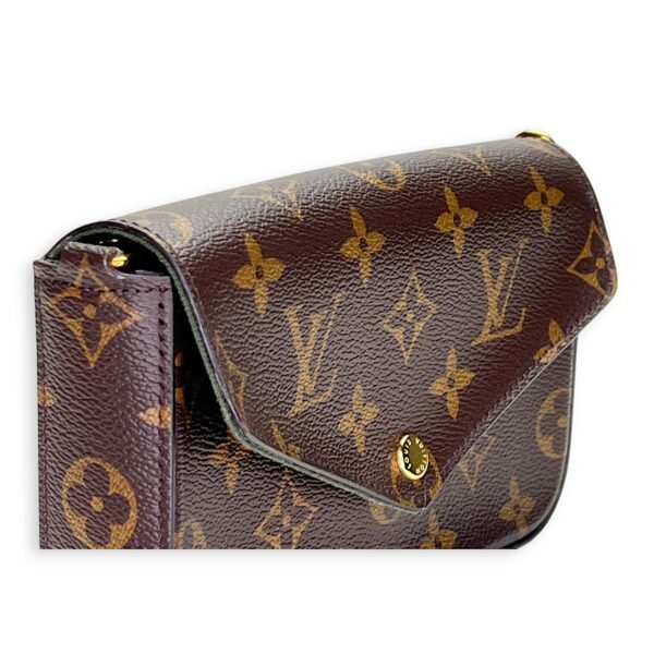 Felicie Strap and Go Brown Crossbody Bag in Monogram Coated Canvas, Gold hardware - Image 11