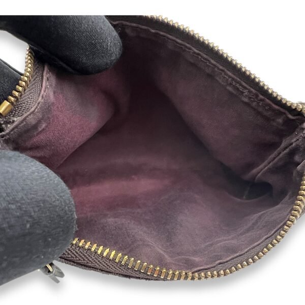 Idyle Mini Brown Pouch in Canvas, Gold hardware - Image 10