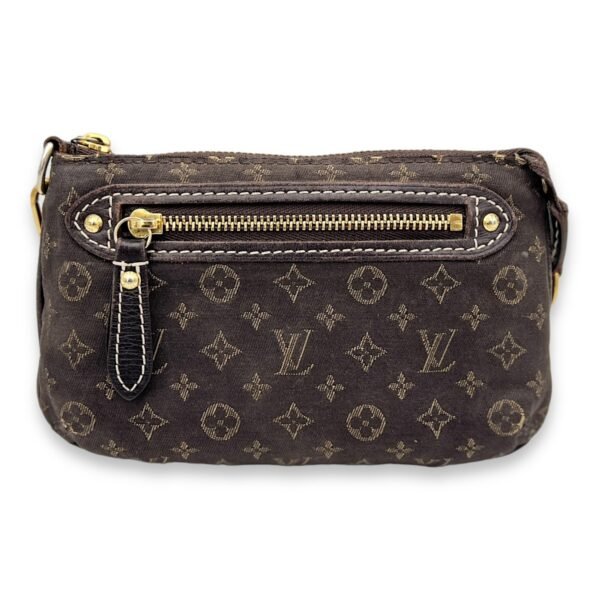 Idyle Mini Brown Pouch in Canvas, Gold hardware - Image 2