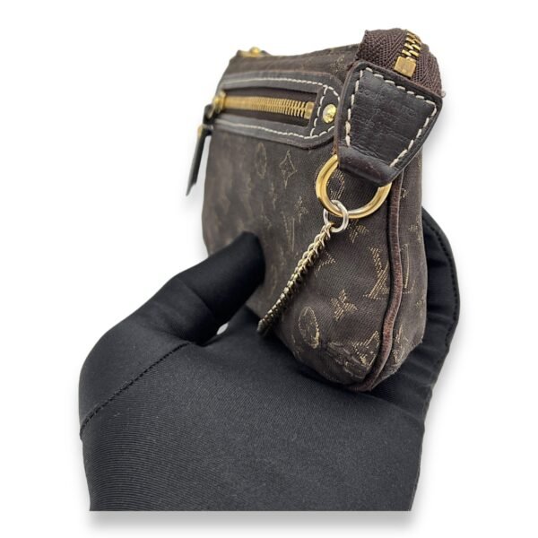 Idyle Mini Brown Pouch in Canvas, Gold hardware - Image 4