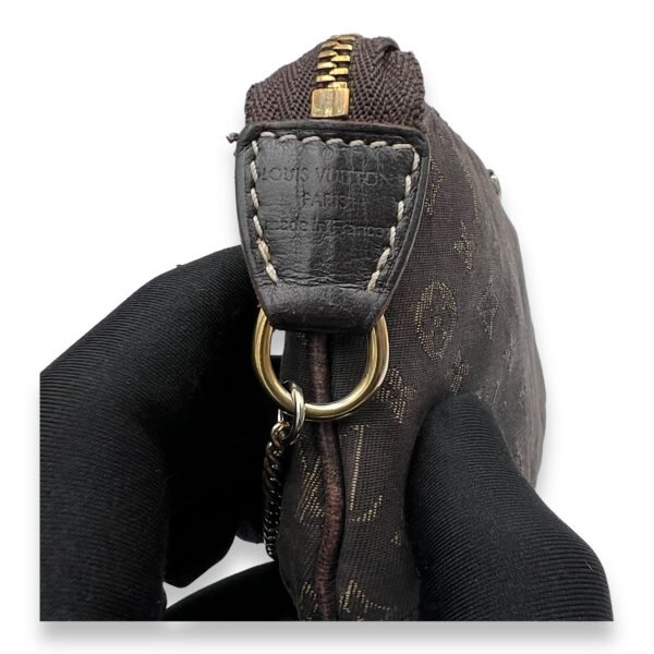 Idyle Mini Brown Pouch in Canvas, Gold hardware - Image 6