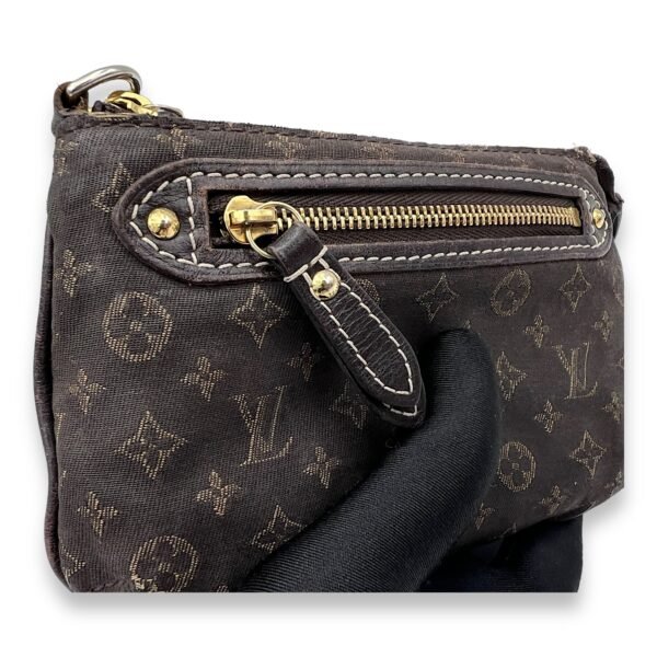 Idyle Mini Brown Pouch in Canvas, Gold hardware - Image 9