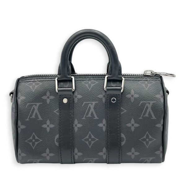 Keepall XS Grey Top Handle Bag in Monogram Coated Canvas, Silver hardware - Image 2
