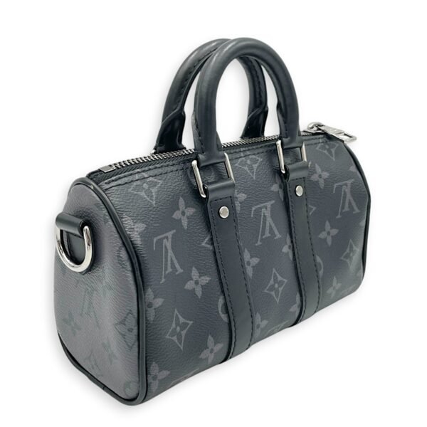 Keepall XS Grey Top Handle Bag in Monogram Coated Canvas, Silver hardware - Image 3