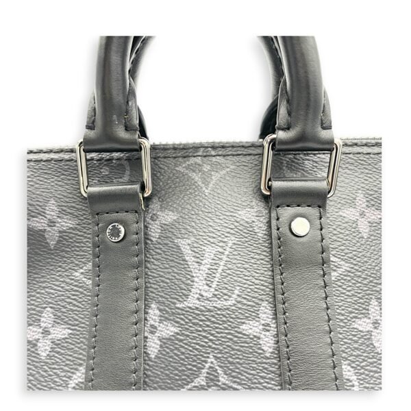 Keepall XS Grey Top Handle Bag in Monogram Coated Canvas, Silver hardware - Image 6