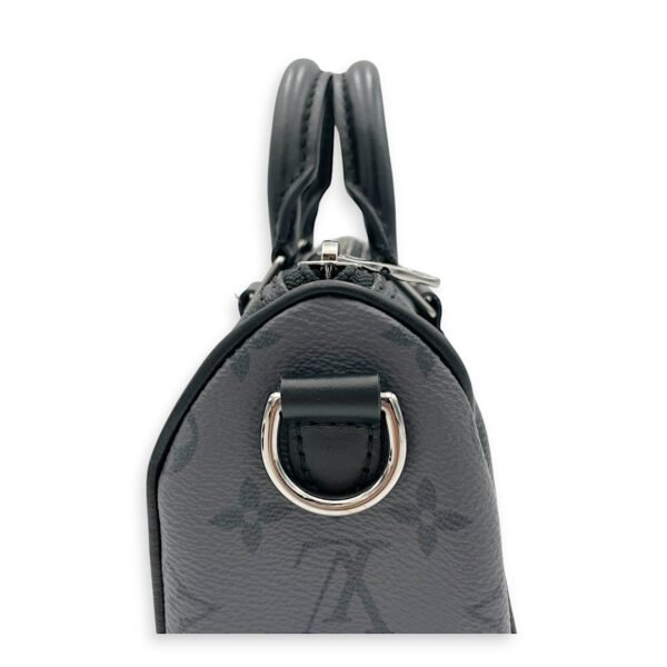 Keepall XS Grey Top Handle Bag in Monogram Coated Canvas, Silver hardware - Image 7