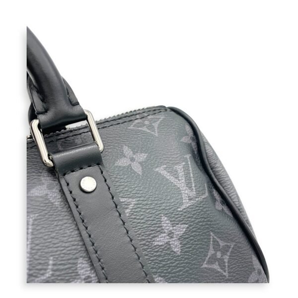 Keepall XS Grey Top Handle Bag in Monogram Coated Canvas, Silver hardware - Image 8