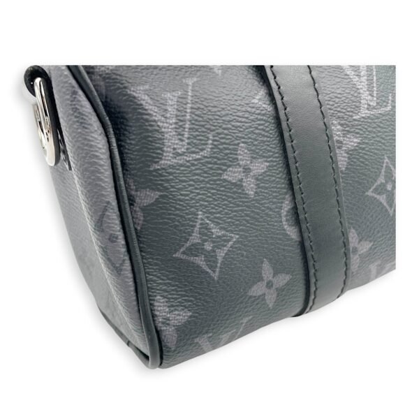 Keepall XS Grey Top Handle Bag in Monogram Coated Canvas, Silver hardware - Image 9