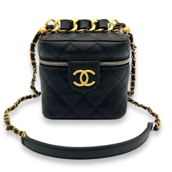 CC Vanity Bag Black in Lambskin, Gold hardware - Image 7