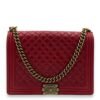 Boy Shoulder Bag Large Red in Calfskin, Gold hardware