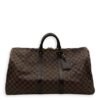 Keepall Duffle Bag 55 Damier Ebene in Coated Canvas, Gold hardware